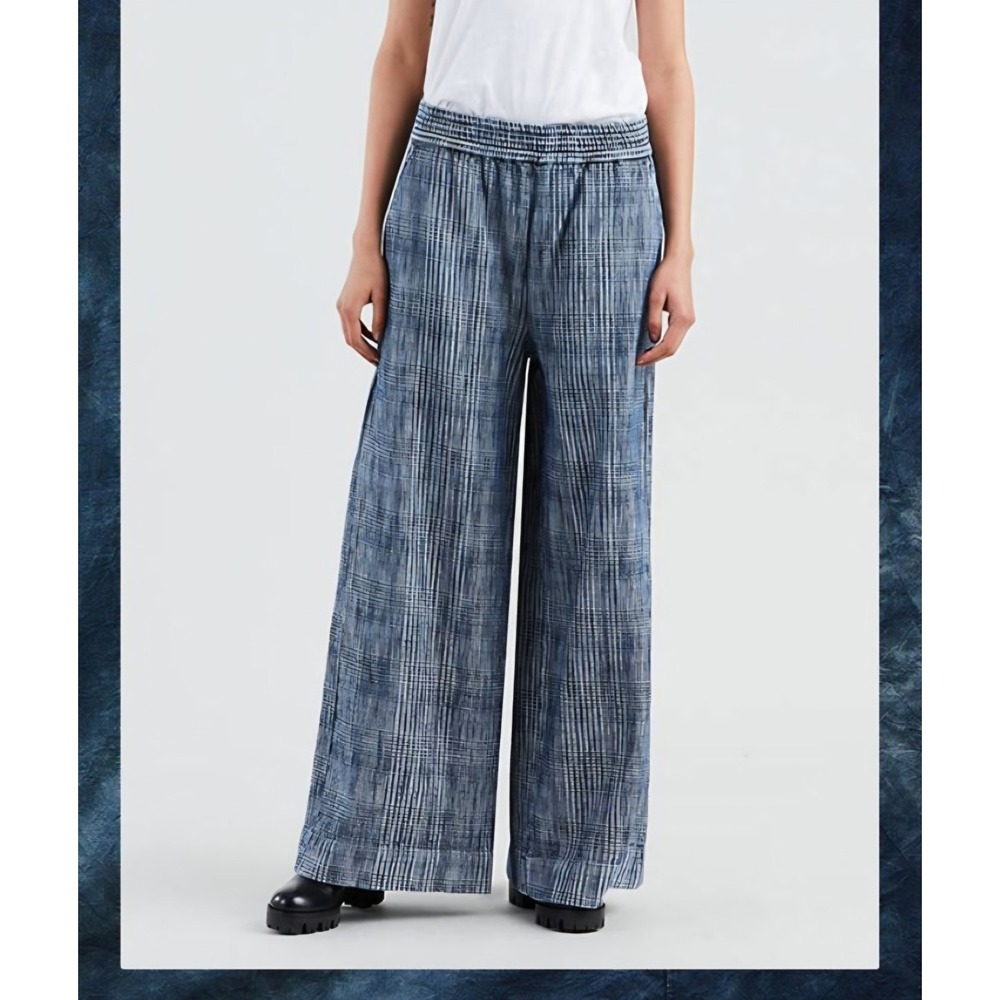 Levis Jeans Made & Crafted Womens XL Plaid Ultra Wide Leg Baggy Barrel Italian